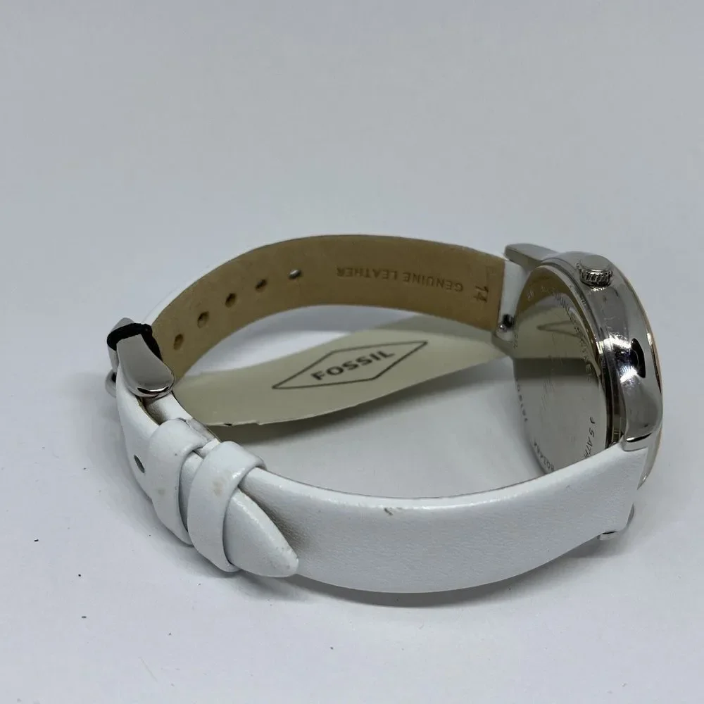 Fossil Laney BQ3484 Women's White Leather Analog Dial Quartz Wrist Watch JK529
